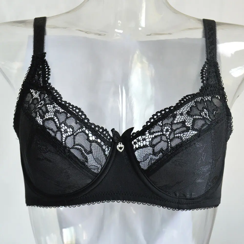 New Sexy Black Lace Mesh Bra Women Sexy Lingerie Embroidery Lace Bralette Bone Big Size A B C D E F G 75 80 85 90 95 100 105