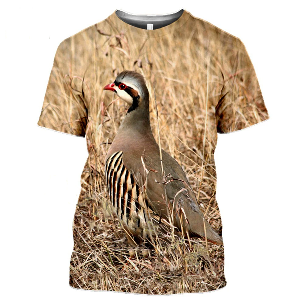 3D Print Harajuku T-Shirt Summer Animal Hunting Partridge Bird Fashion Casual Men\'s tshirt Chukar Short sleeve Streetwear Unise