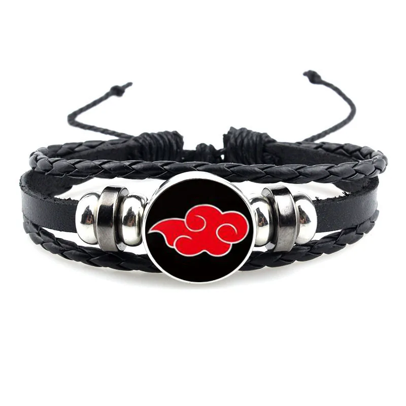 Pulsera de Anime Naruto compartida de un ojo, pulseras de cuero con figura Vintage, brazalete gótico de moda para Fans, regalos de joyería para hombres