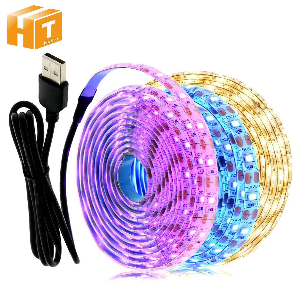 

5 В USB Светодиодная лента 1 м 2 м 3 м 4 м 5 м теплый белый/RGB Светодиодная лента 2835 ТВ фоновое освещение декорацион сказочные огни.