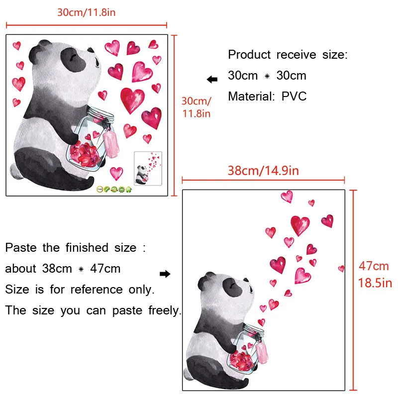 Hand Drawn Panda Wall Sticker Chinese Style Art Mural Living Room Bedroom Cabinet Decoration Home Decor Cute Animal Stickers