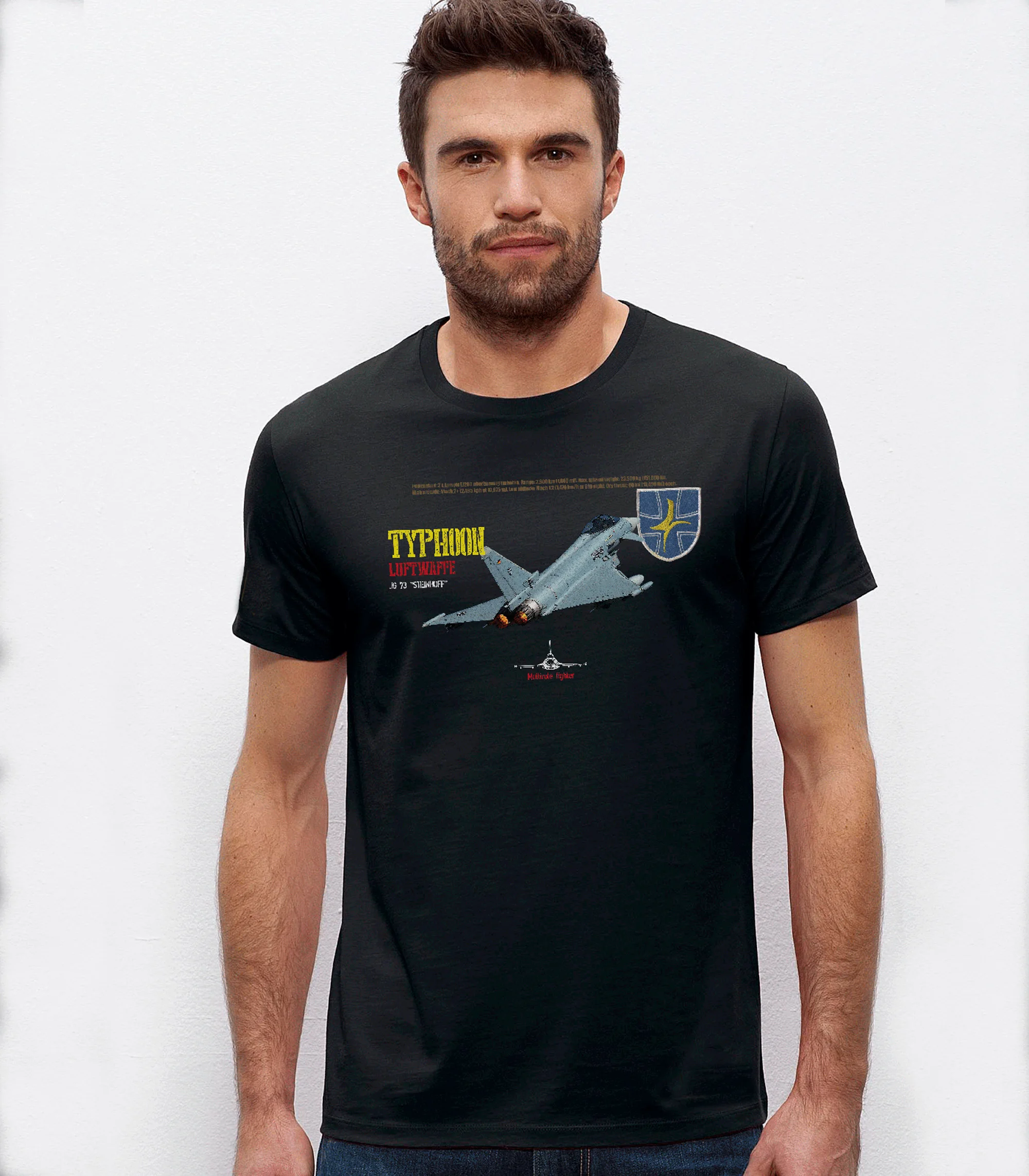 

Luftwaffe JG73 Steinhoff Fighter Wing EF2000 Typhoon Fighter T-Shirt. Summer Cotton O-Neck Short Sleeve Mens T Shirt New S-3XL