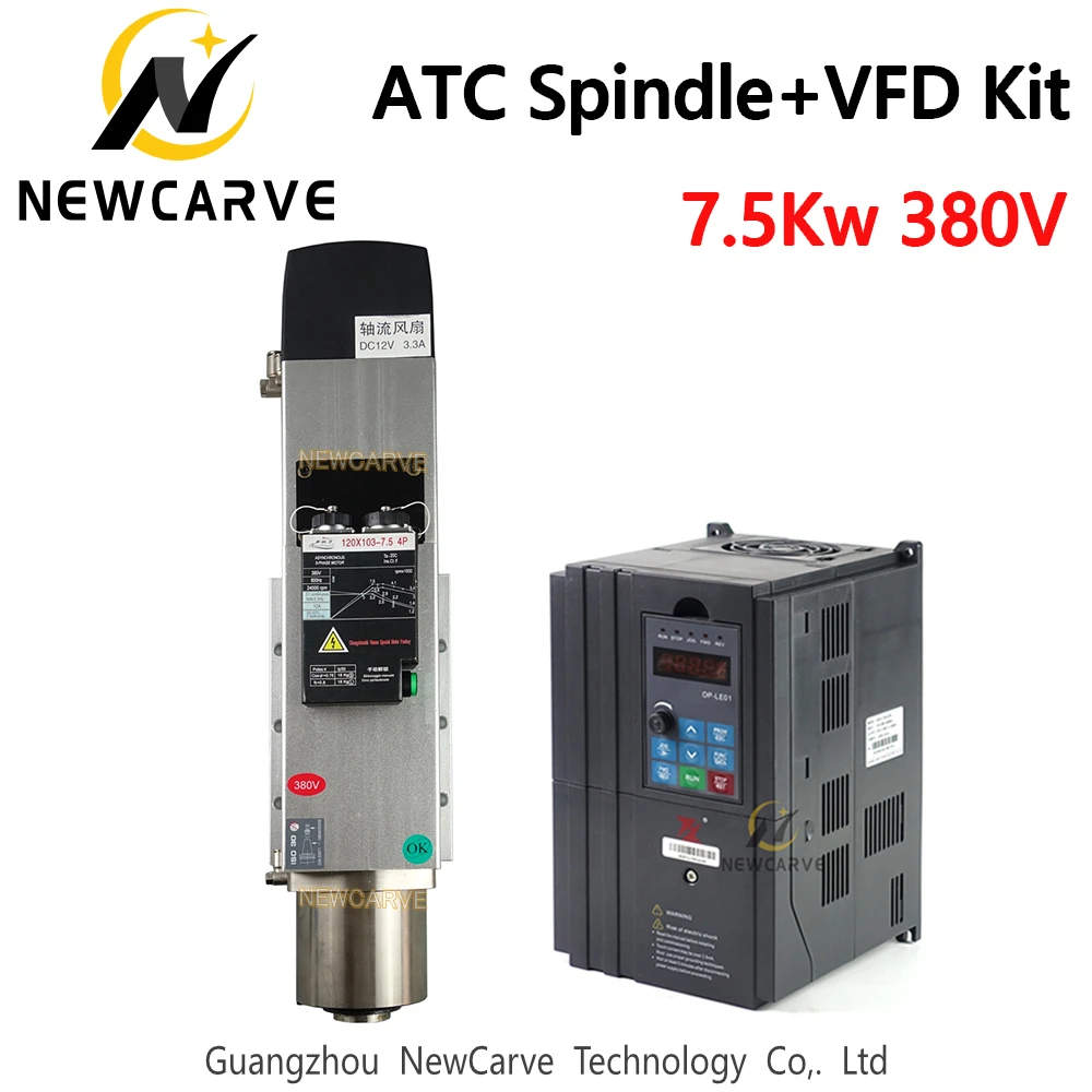 

7.5KW Air Cooled ATC Spindle Kit ISO30 Automatic Tool Change Spindle Motor+ FULING 7.5KW 380V VFD Frequency Inverter NEWCARVE