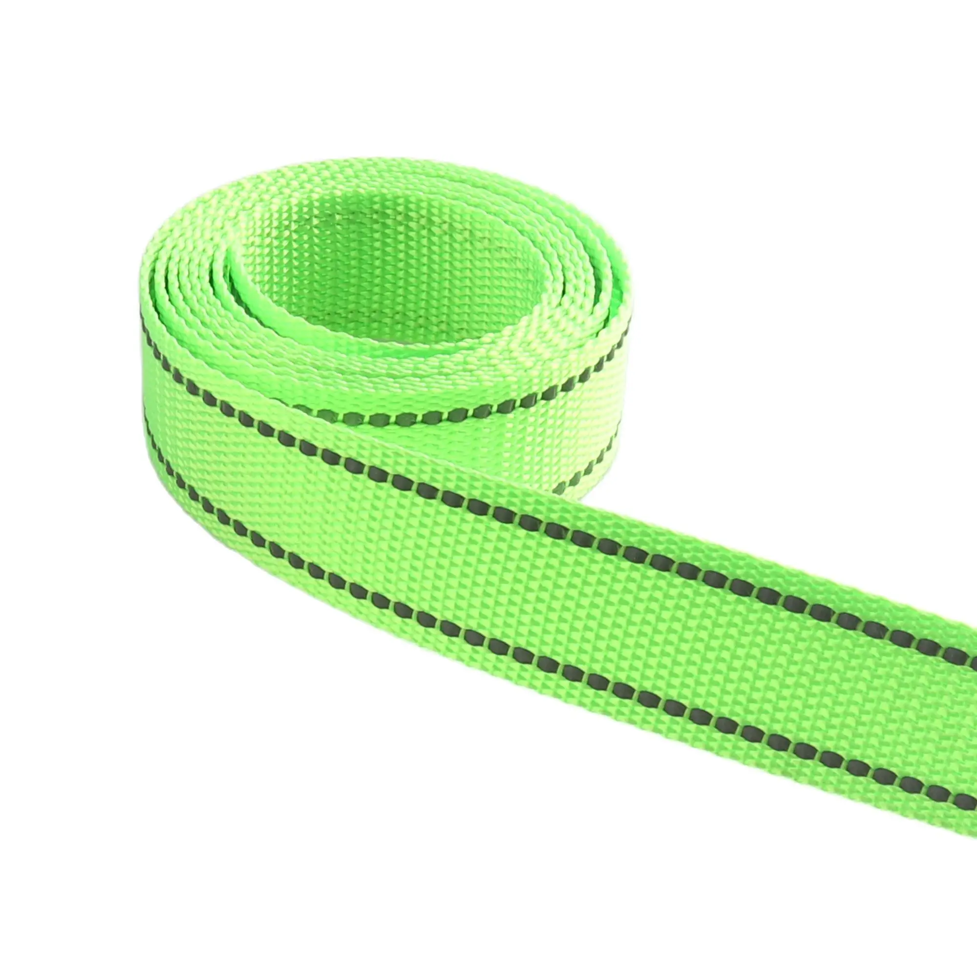 Neon Lime Reflective Fluorescent green Ribbon Silver Reflective Stripe 100% Polyester/Sports Reflective Ribbon Webbing strips