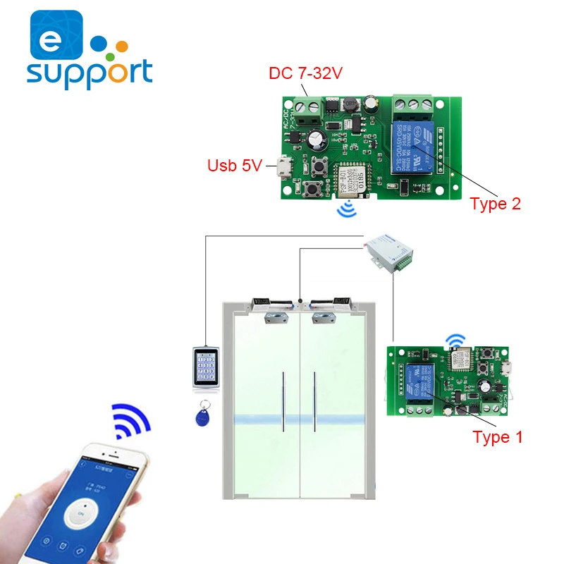 eWeLink Smart Home Wifi wireless Switch Module 1CH DC5V 12V 24V 32V  Inching Self-locking Receive 10A Relays