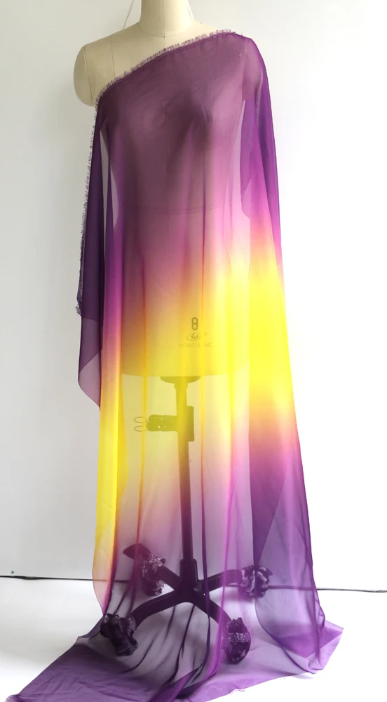 Ombre Chiffon 58'' breit nach Meter 30D Farbverlauf Chiffon transparenter Stoff Tanzschal Hochzeitsdekorationen transparent – Detail 19