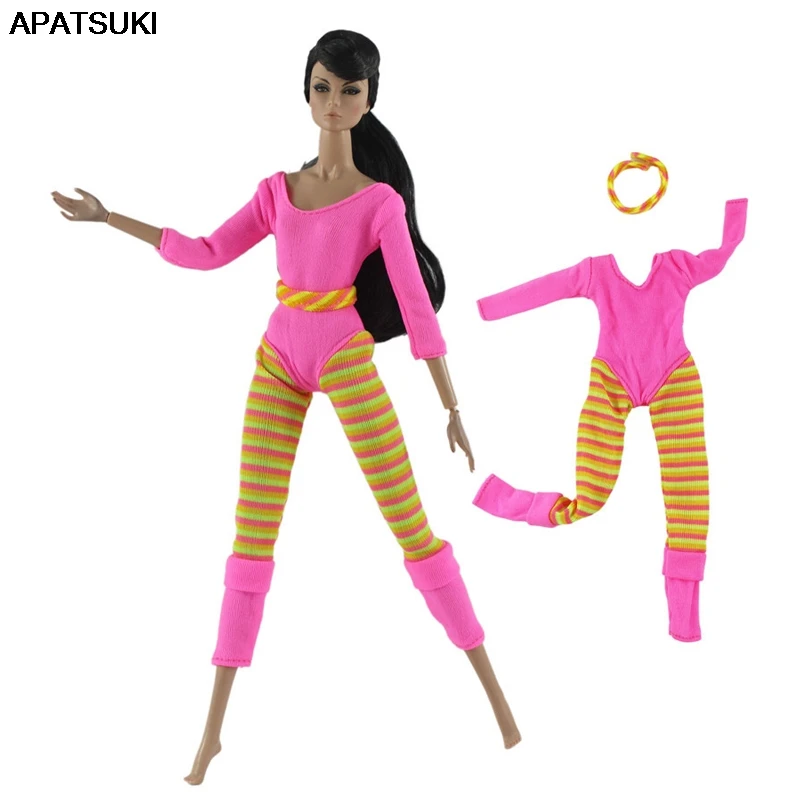 Traje rosa de moda, mono, ropa deportiva para Yoga, ropa para muñeca Barbie, accesorios para casa de muñecas 1/6, juguetes de regalo de Navidad