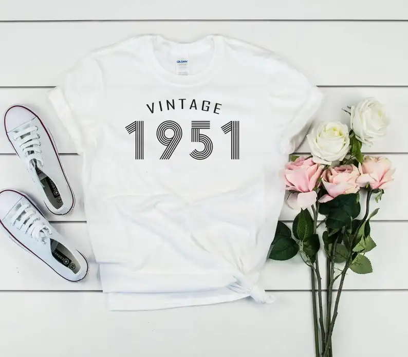 Rose gold-1951 vintage T-shirt, gift for ladies, 70th birthday gift, party shirt UNISEX SHIRT summer round neck 100% cotton