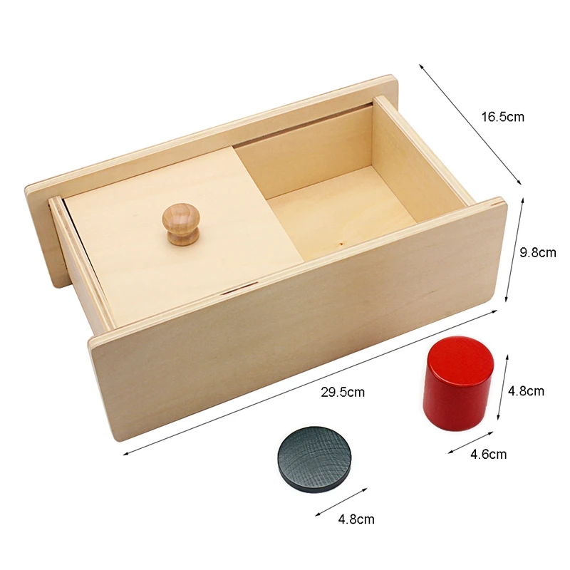 Baby Montessori Sensory Toys Wooden Box with Sliding Lid Attention Practice Game Toys for Infant Toddler Education Teaching Aids