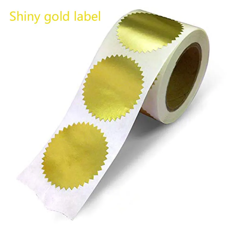 500Pcs Gear Sticker Laser Golden Glossy Labels Decorlabel Embossing Stamp Gift Box Packag Seal Packag for Gift Scrapbook Sticker