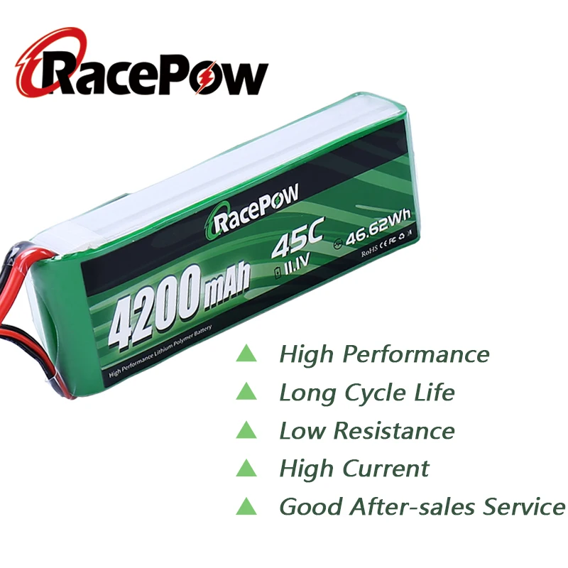 RacePow-batería Lipo de 4200mAh, 11,1 V, 45C, 3S RC, XT60 con enchufe, para coche RC Traxxas, Losi, avión, helicóptero, camión, barco, modelos RC