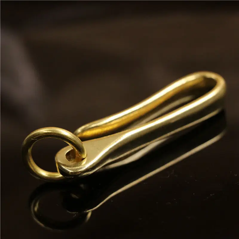 1 x Solid Brass Belt U Hook Keychain Key Ring Wallet Fob Clip Retro Vintage Fish Hook with O ring 3 Sizes Available