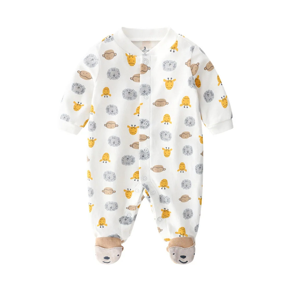 Docinmom Newborn Baby Pajamas Unicorn Cotton Boys Overalls Romper Infants Bebes Buttons Jumpsuit Premature Toddler Feetcover