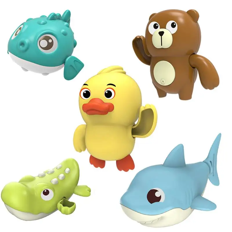 Toddler Bath Toys Cute Cartoon Swimming Clockwork Wagging Tail Rotating Device Beach Bath Tub Wind Up Toy