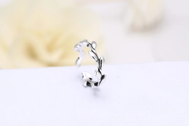 Retro Style 925 Sterling Silver Leaves Open Rings For Women Vintage Jewelry Accessories