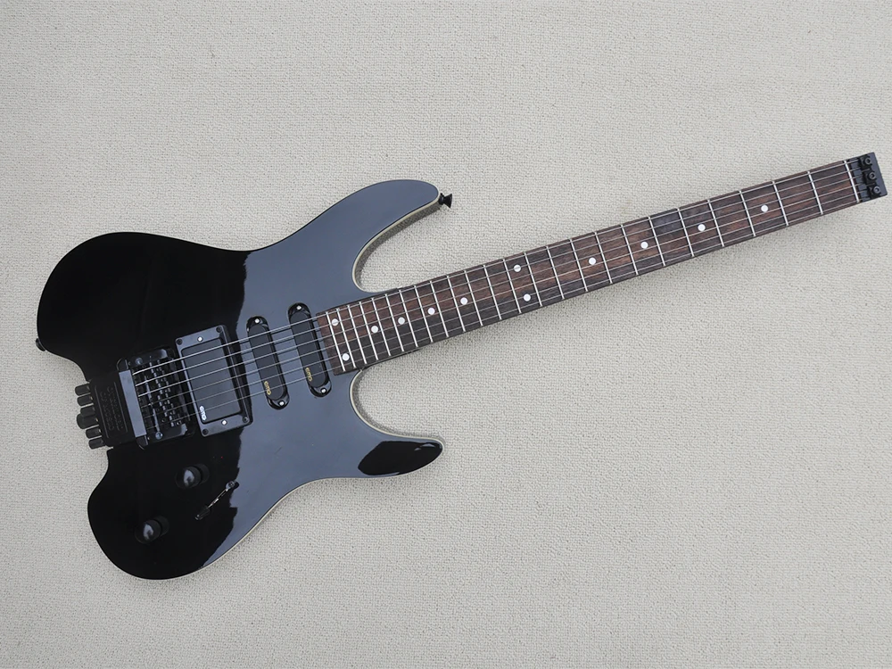 

Black Headless Electric Guitar with Rosewood Fretboard,24 Frets,Customized Logo/Color Available