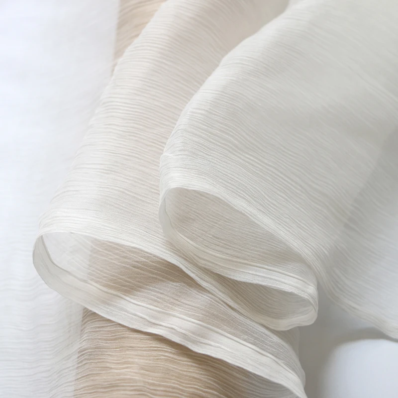 1 meter X 1.35 meter Natural White Black Silk Georgette Crepe Gauze Fabric Crinkled Yoryo Silk