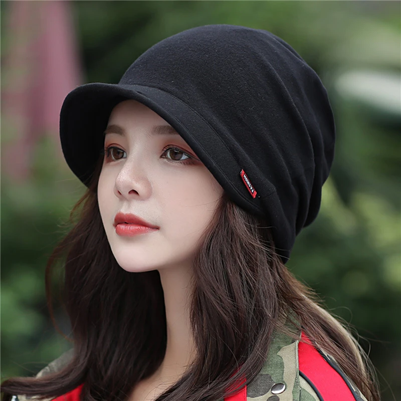 Women\'s Knitted Head Cap Ladies Fashion Outdoor Windproof Warm Thicken Hats  Solid Color Hat For Female New Autumn Winter Caps