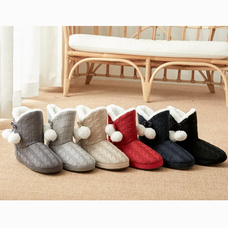 Mntrerm 2020 Home Slipper Women Fleece Slippers For Women Indoor Slippers Women Cute Ball Non-slip Indoor Shoes Women Size 38-40