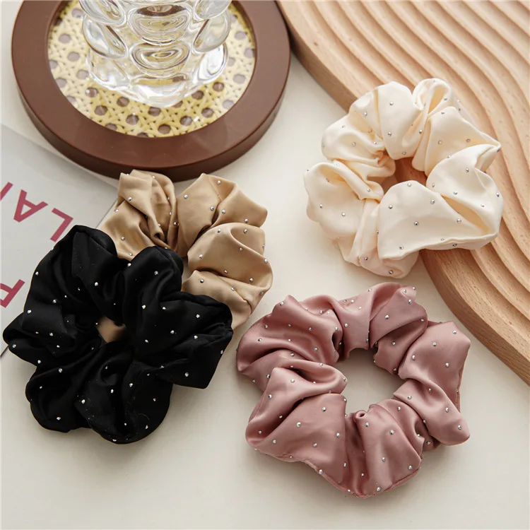 New Korean Solid Color Dot Drill Women Elastic Hair Bands Girls Scrunchies Headband Hair Ties Ponytail Holder Hair Accessories