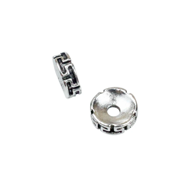 wholesale 10Pcs 8mm Silver Color alloy Engraved Round Loose Spacer Beads for Jewelry Making DIY Bracelet men and women