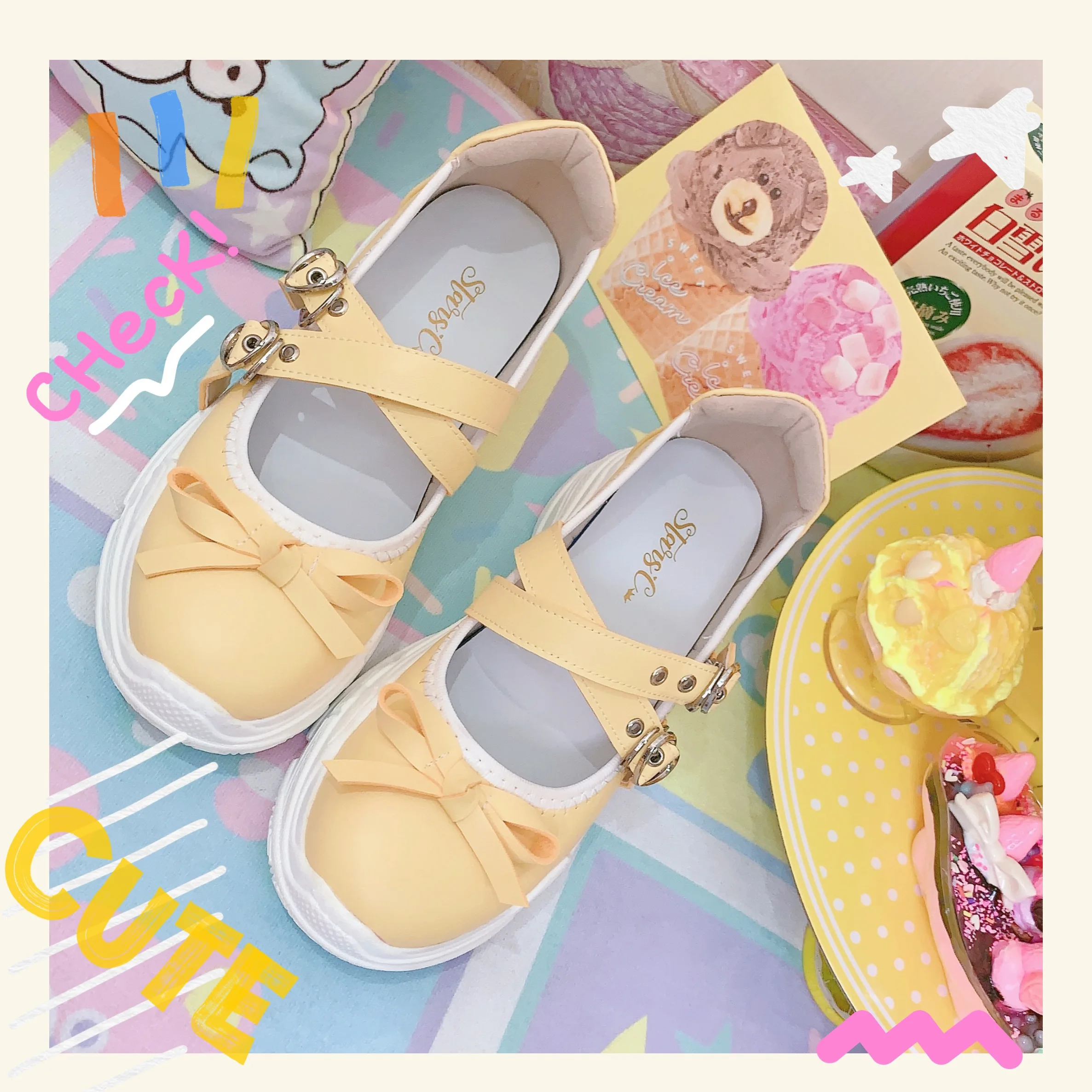 

Soft girl cute lolita sneakers Japanese round head shallow mouth thick bottom kawaii girl cosplay shoes comfortable women shoes