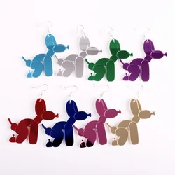 Kugys Cute Pooping Dog ciondola gli orecchini per le donne Animal novità specchio gioielli in acrilico accessori unici