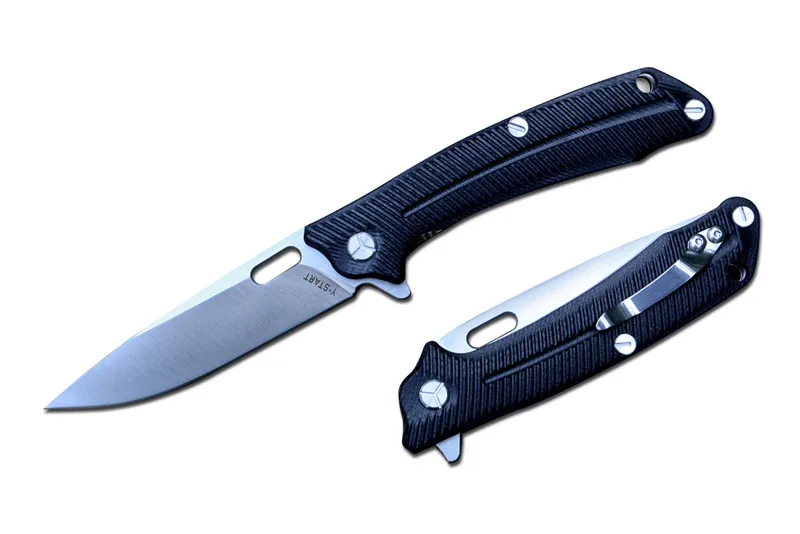 

Y-START Flipper Folding Knives 440C Blade Drop Point Black or Khaki G10 Handle Ball bearing Camping Pocket Knives