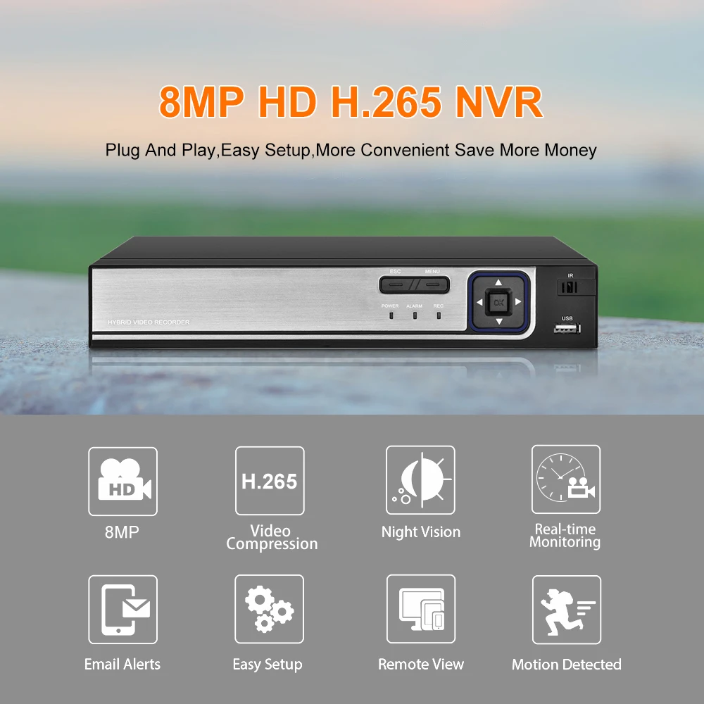 Gadinan 4K 8CH 4CH POE NVR Face Detection Surveillance Security Video Recorder for POE IP Camera (1080P/4MP/5MP/8MP) XMEye