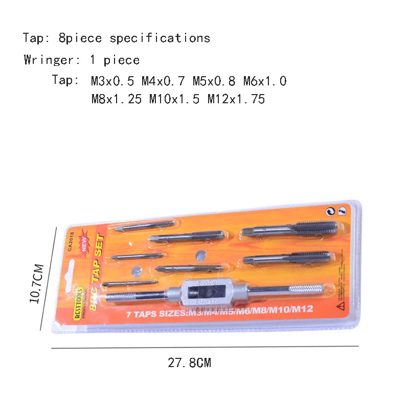 6/8/12 Piece Hand Tap dan Die Set Male Thread Tapping Kunci Pas Tangan Alat Thread Tapping Pembuka Tapping Bit
