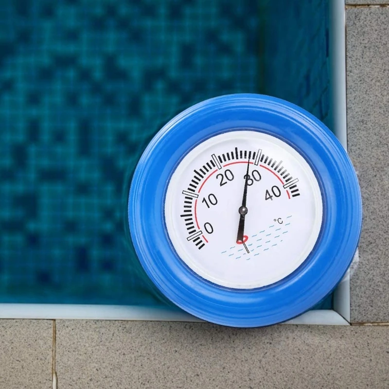 Floating Pool Thermometer Large Centigrade Dial Plate Water Temperature Gauge with String for Spa Tub Pond Blue