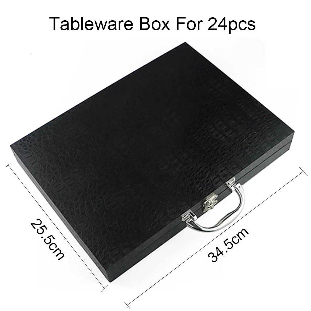 Geschirrbox für 16/24-teiliges Geschirr-Set, antioxidative Geschenkbox aus Holz, Besteck-Sammelbox, goldfarben, schwarz, silberfarben, Aufbewahrungsbox