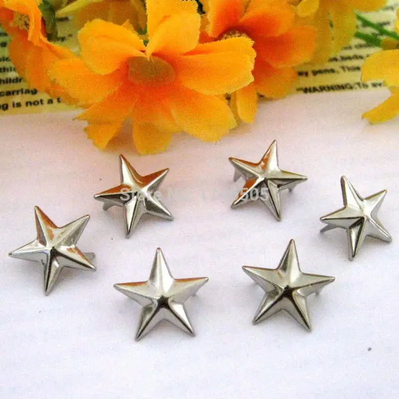 100pcs 15mm metal Silver / Golden  Plated Star Rivet Spike Stud Punk  DIY Dropshipping Punk Rivet for Clothes Decorative