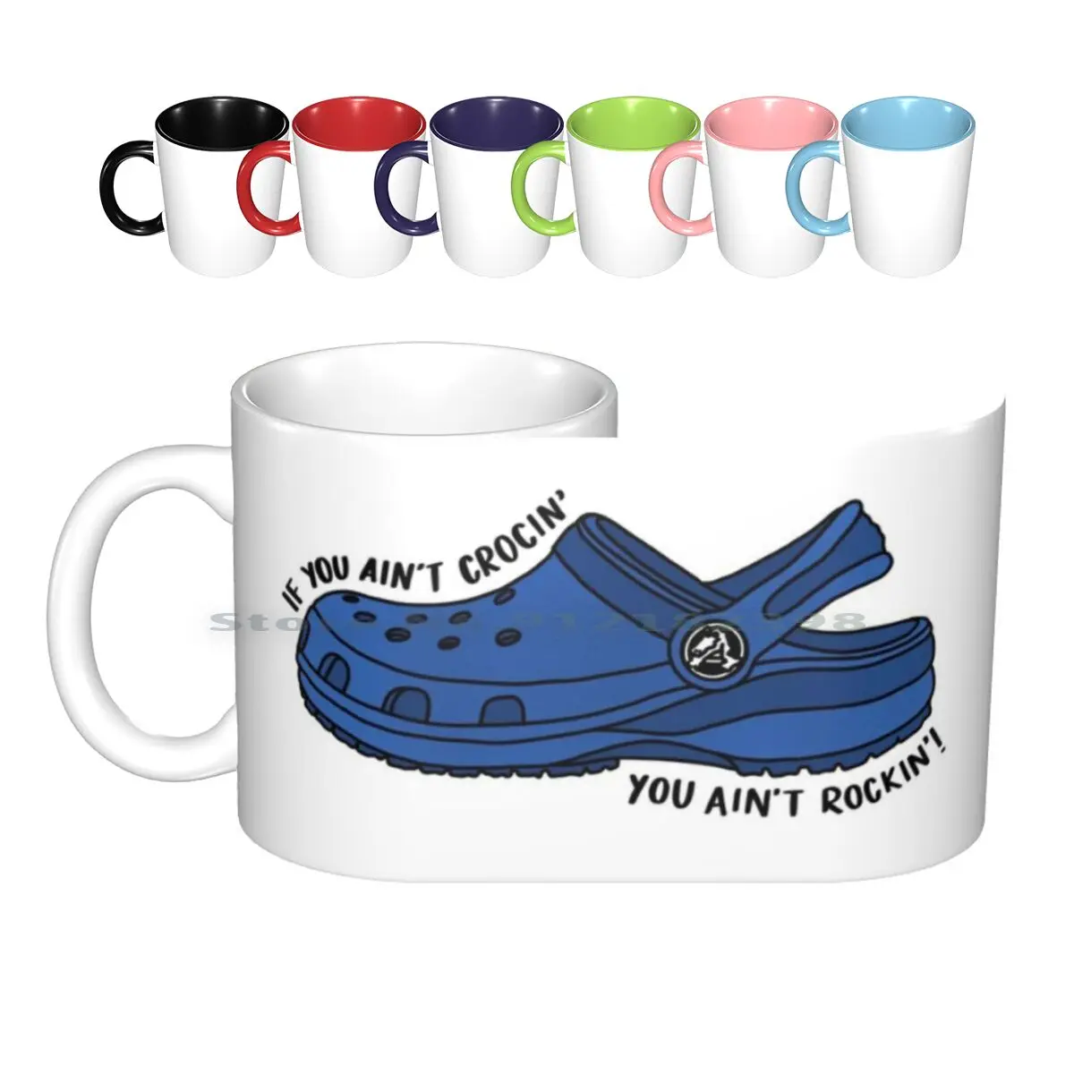 Blue If You Ain't Crocin' You Ain't Rockin' Ceramic Mugs Coffee Cups Milk Tea Mug Blue Dark Blue Dark Cool If You Aint Crocin