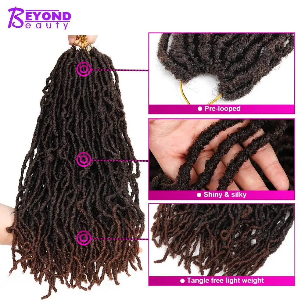 Bobbi Boss Nu Locs Crochet Braids Hair Ombre Natural Synthetic Braiding Hair 18Inch 21Strands Soft Faux Locs Hair Extensions