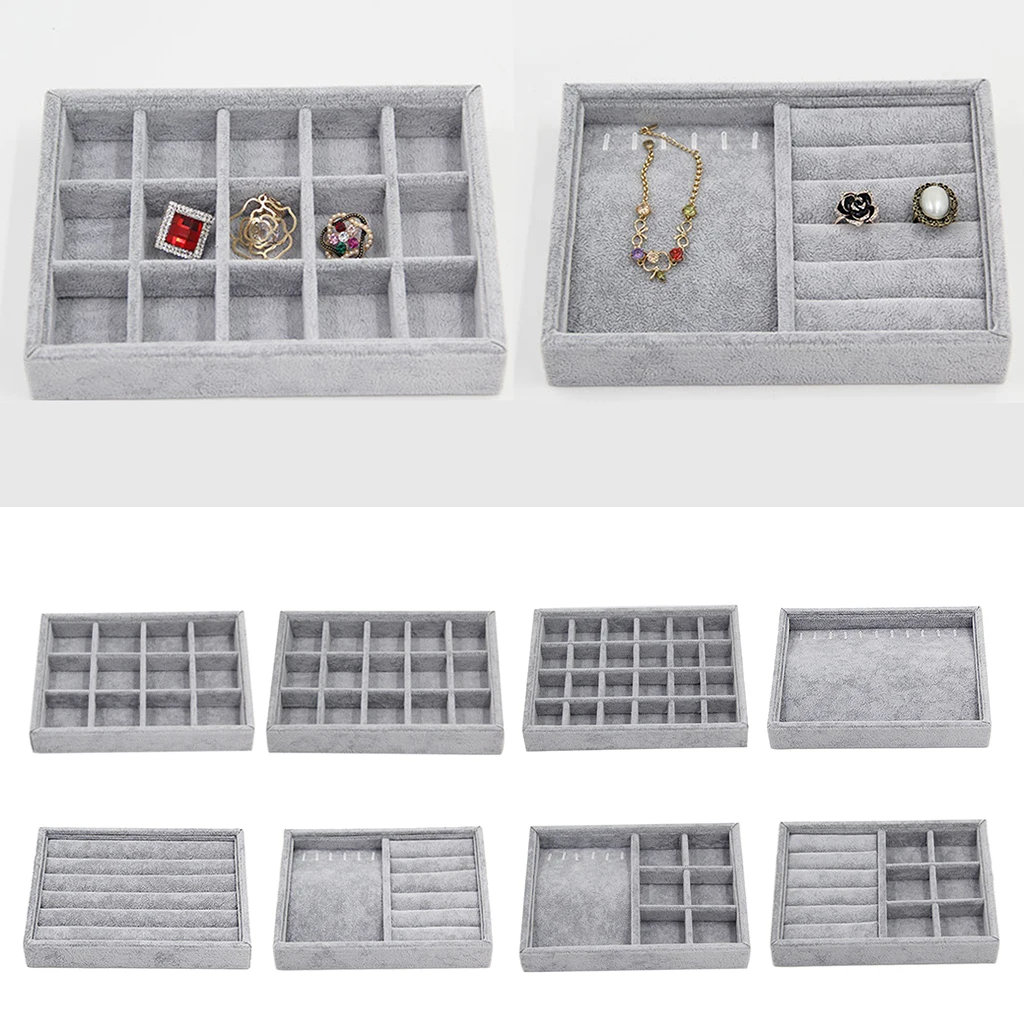 Ring Earrings Bracelet Cufflinks Jewelry Box Organizer Watch Tray Drawer Insert Display Stand Holder Rack Storage Showcase