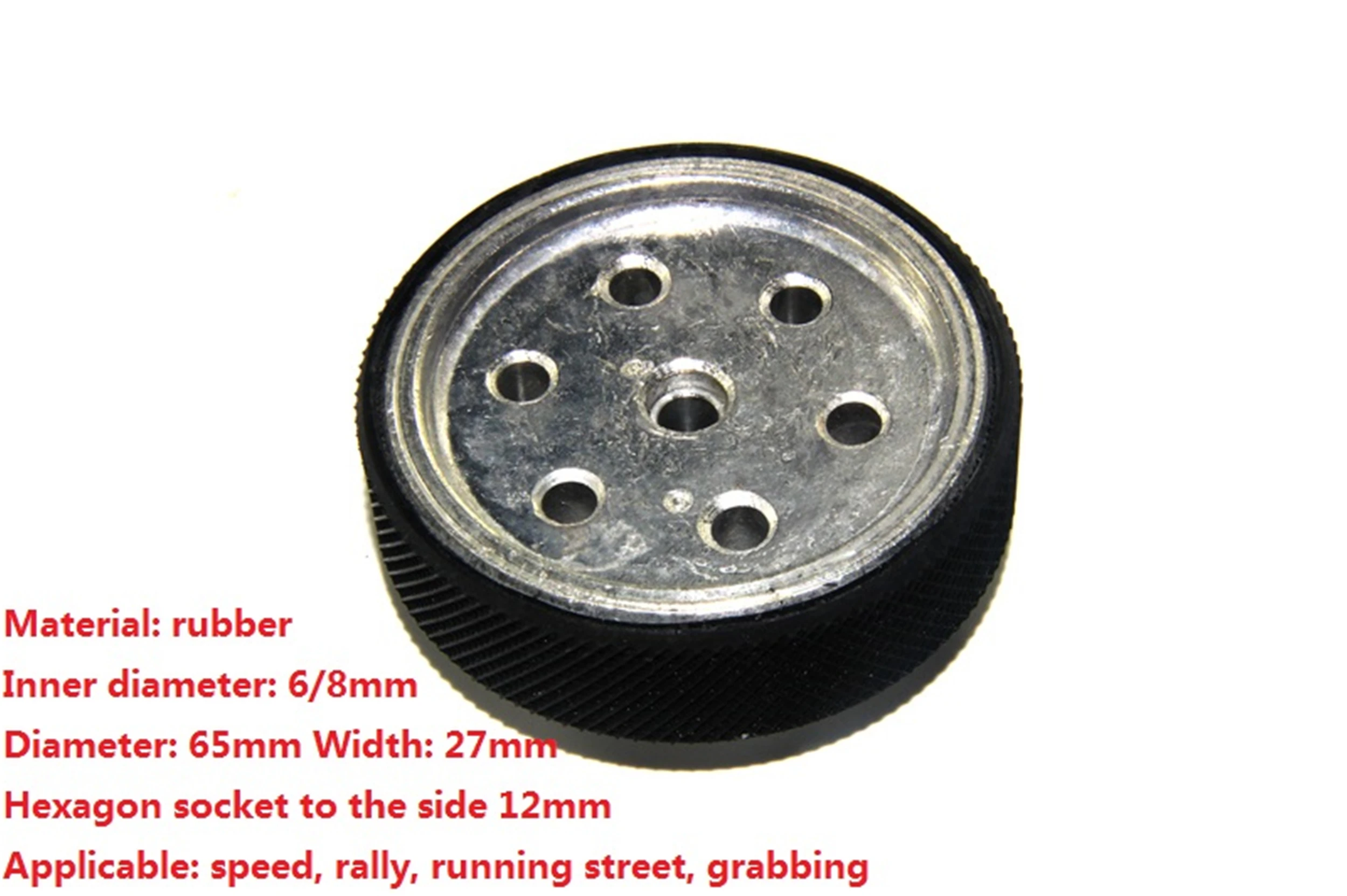 65mm Rubber Car Wheel 6/8mm Inner Diameter RC 2WD/4WD Robot Car Chassis Part DIY Competition Toy