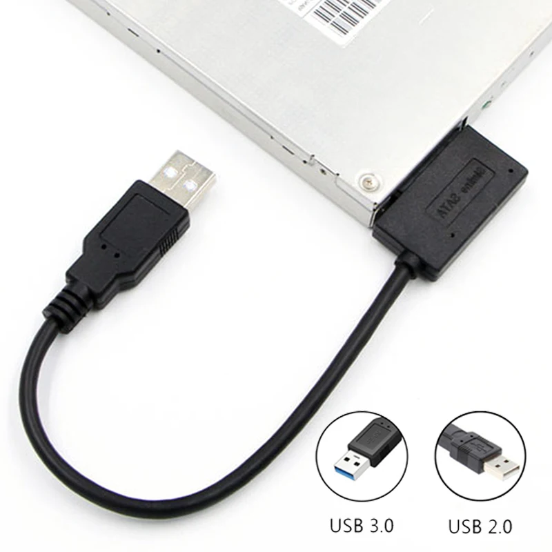 USB 3.0 To Sata II 7+6 Adapter Support Laptop CD/DVD ROM Slimline Drive 13 Pin Sata II Cable Sata USB Cable for Optical Drives