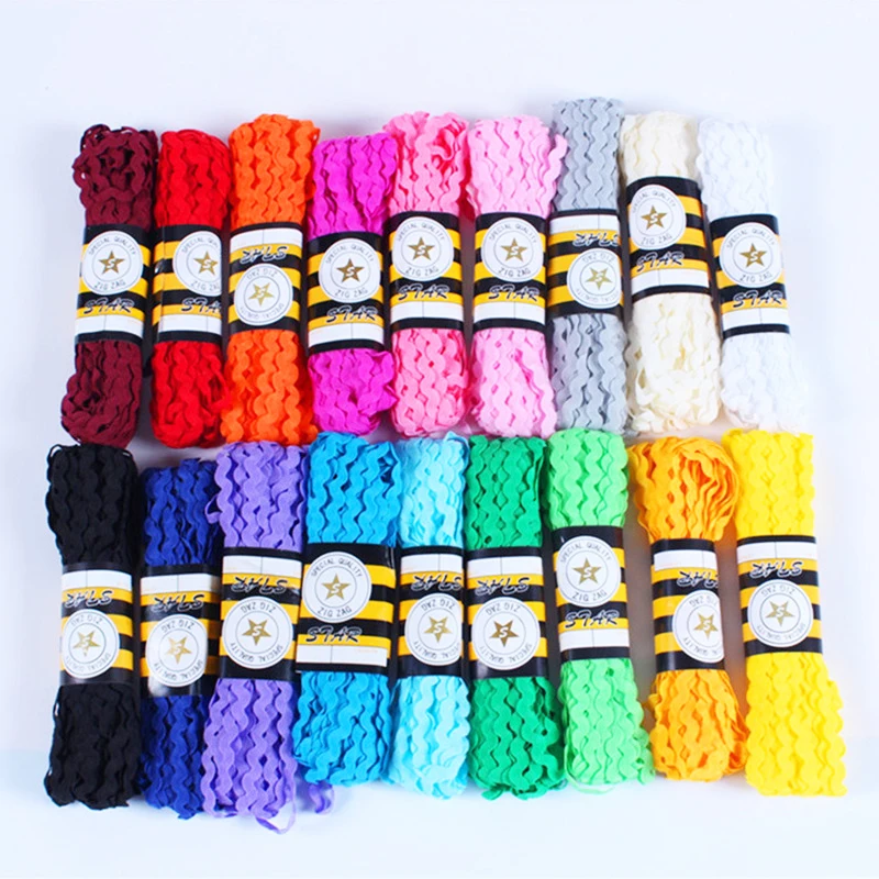 15Yard/Lot 5MM Multicolor Terylene Ribbon Ric Rac Zig Zag Lace Trim Ribbon For Wedding Decoration Handmade DIY Sewing Crafts