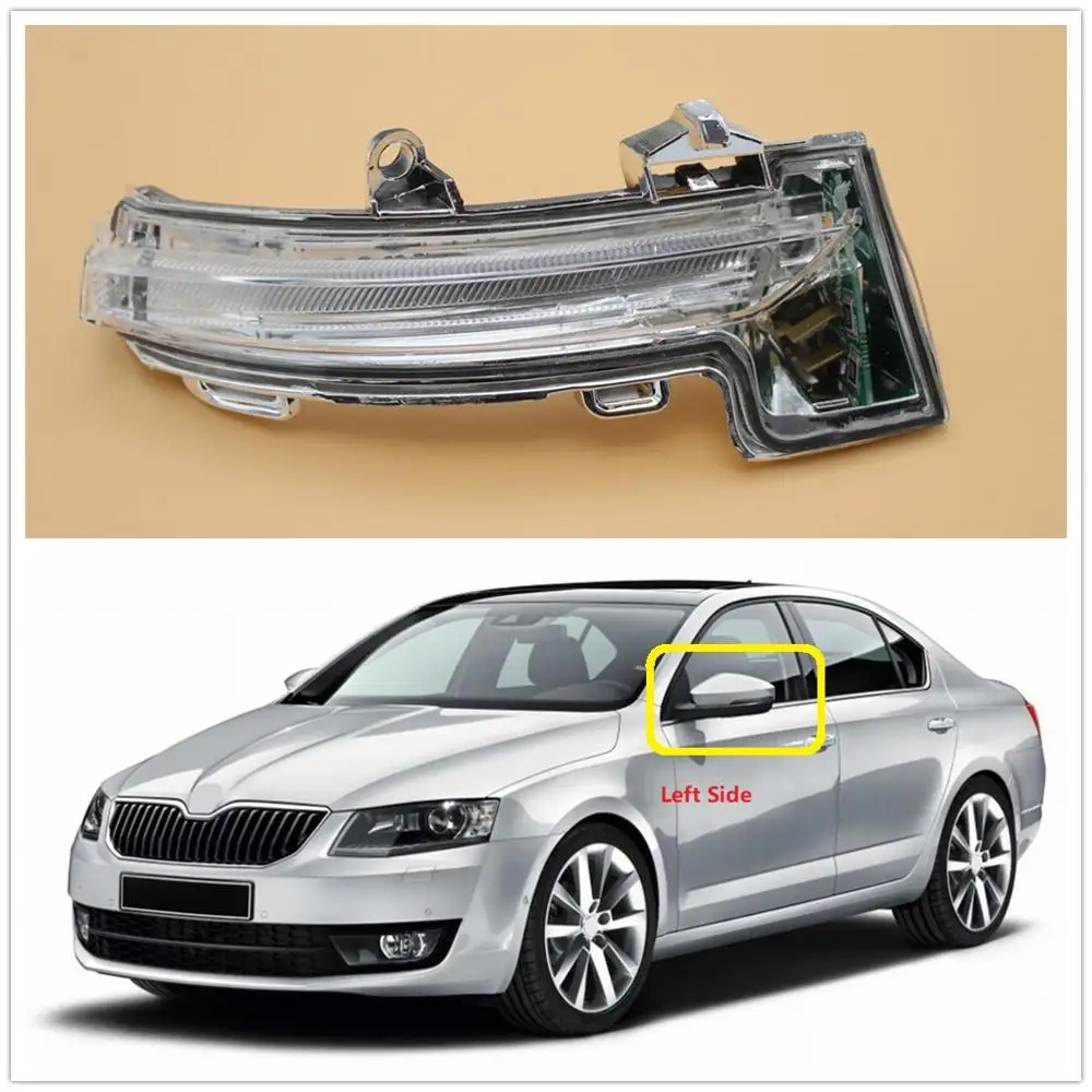 Lewa strona dla Skoda Octavia Mk3 A7 5E 2013 2014 2015 2016 2017 2018 2019 lusterko wsteczne kierunkowskaz w lusterku LED dynamiczny włączony kierunkowskaz