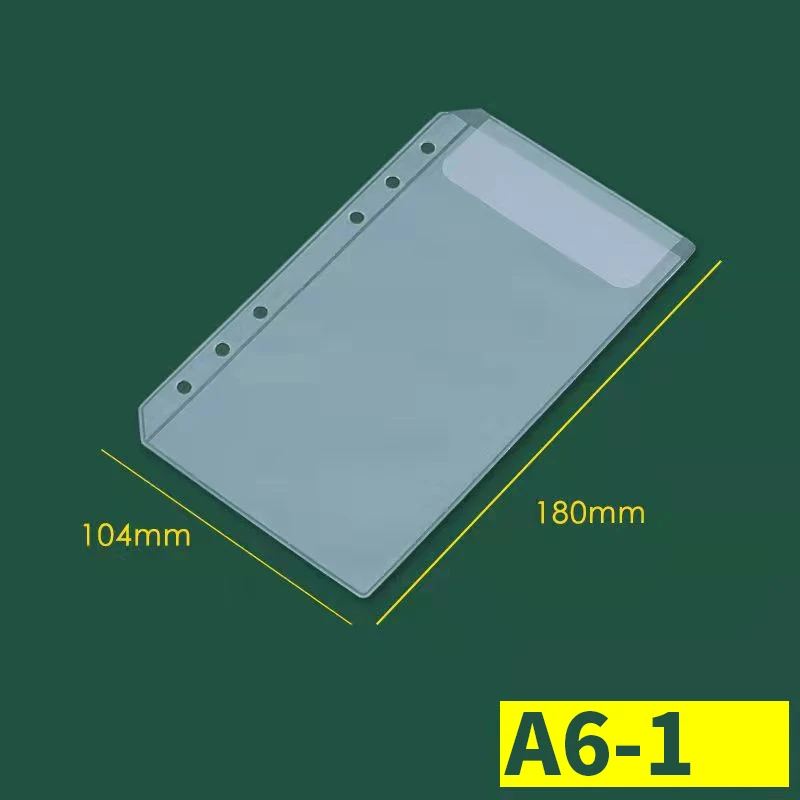 18 шт./лот A6 ПВХ сумка на молнии, 6 отверстий, прозрачные сумки, держатель для карт, аксессуары, папка на кольца, органайзер для документов для ноутбука, свободный лист