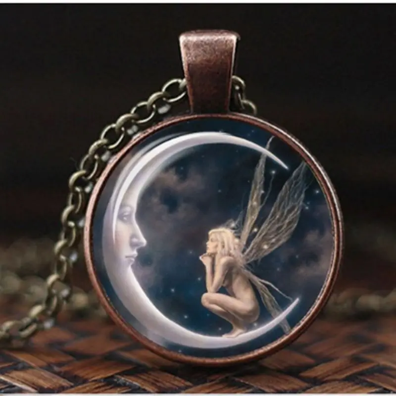 2021 The New Women Necklace Elf Angel Necklaces Time Moon Angel Pendant Necklace For Women Jewelry Charm Gift