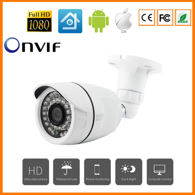 

Aluminum Metal HD IP Camera 2MP /1080P POE Outdoor Waterproof Security CCTV Camera 24 IR Leds Night Vision Bullet Camera Onvif