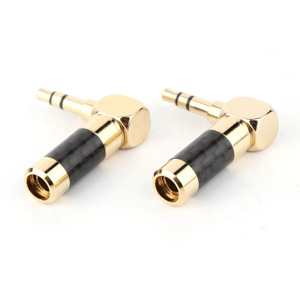 2 stücke Carbon Faser 3,5mm Jack Vergoldet 3,5mm Stecker 90 grad winkel Adapter Männlichen Stereo Audio Jack stecker Für Kopfhörer Kabel – Detail 6