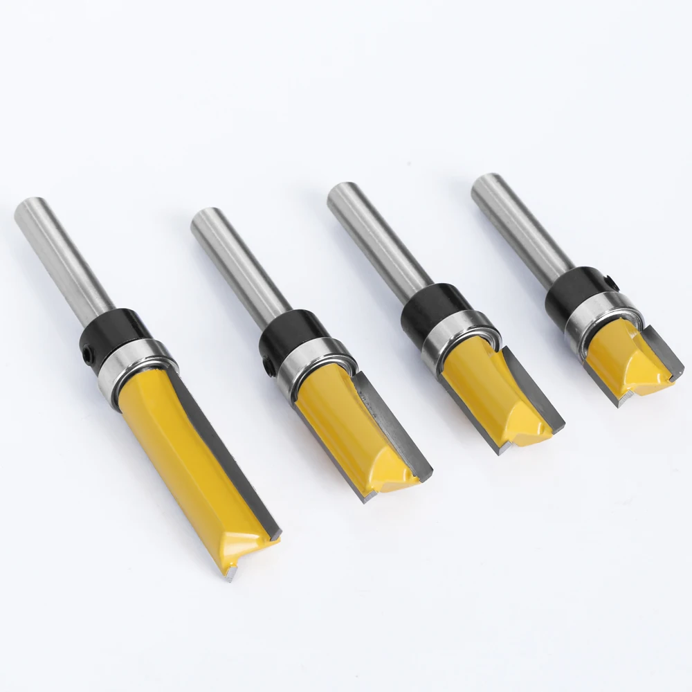 3pcs 1/4\'\' Flush Trim Router Bit Pattern Bit Top & Bottom Bearing 1/2\