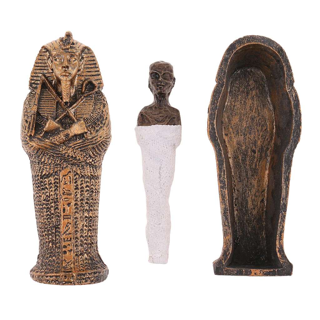 Ancient Egyptian Egypt Coffin With Mummy Egypt Figurine W/ Coffin Resin Statue Miniature Craft Art Decor Collectible