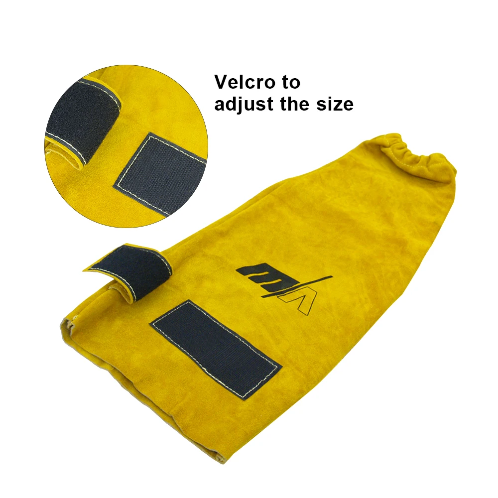 Welder Arm Protective Sleeve Cowhide Leather Resistant Cotton Sleeves for Arc Welding Plasma Cutting Working