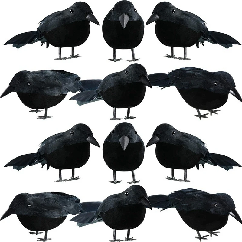 Halloween decoration Simulation Black Crow Animal Black Raven Prop Scary Decoration For Party Supplies