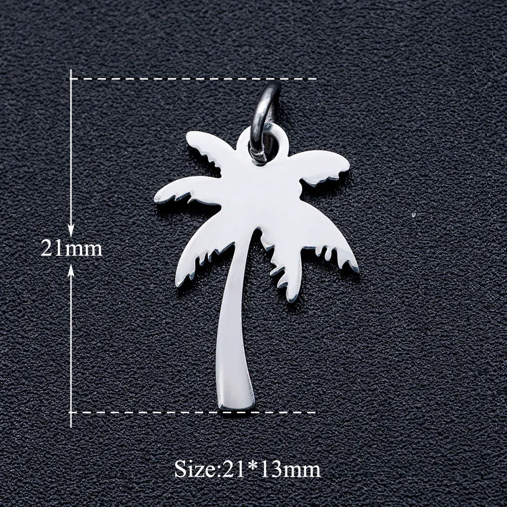 5pcs/lot 316L Stainless Steel Palm Tree DIY Charm Pendant Wholesale AAAAA Quality Factory Direct Selling Never Tarnish