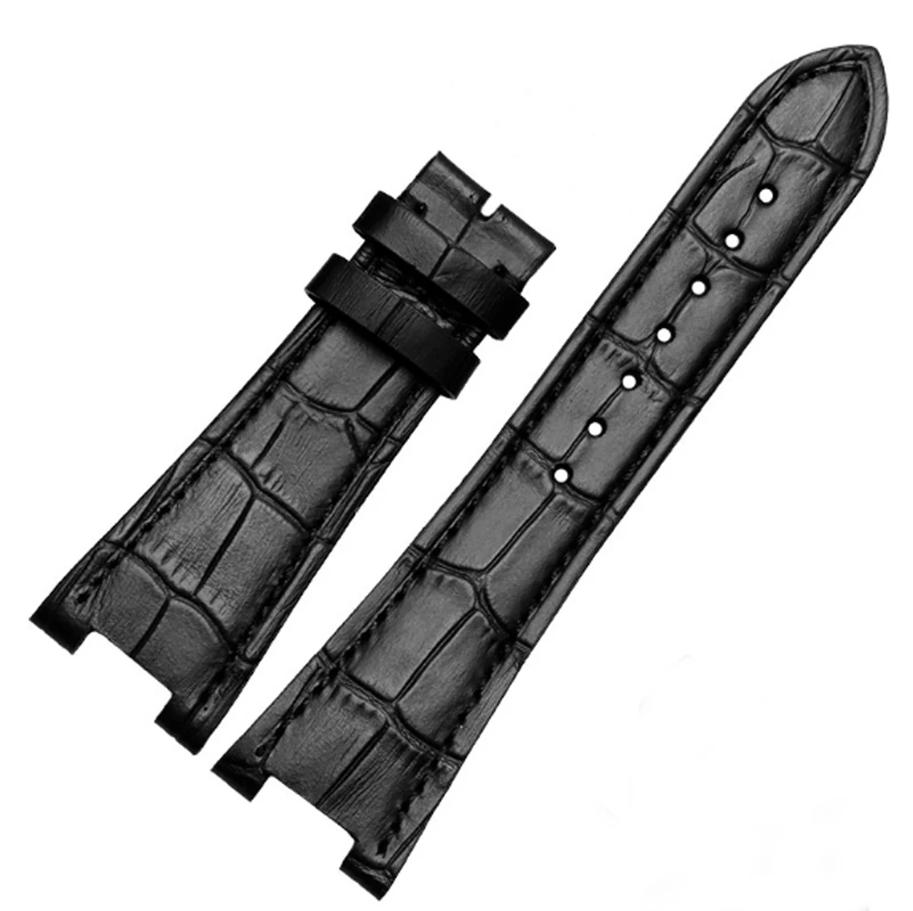 25mm Black/Brown Genuine leather Band Strap bracelet Watch Band Strap Fits for Patek Philippe [5711/5712]